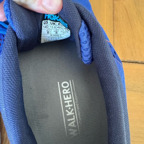 Hoka Mens Arahi 5 Size 14D Blue - Picture 4 of 5